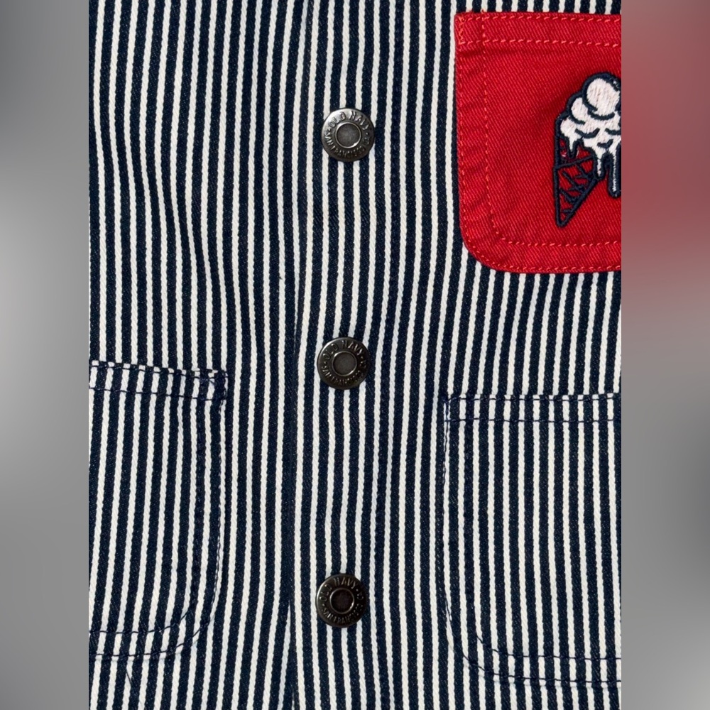 NWT Old Navy Hickory Railroad Stripe Retro Vintage Style Ice Cream Jacket 6-12mo - Picture 5 of 7